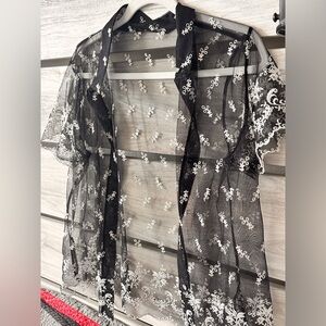 Elegant Sheer Black Floral Lace Top